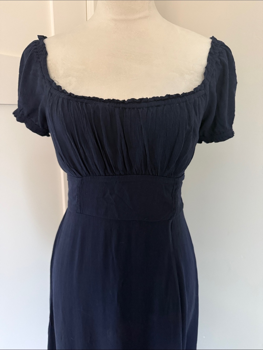Hollister California Navy Square-Neck Maxi Dress with Puff Sleeves size Small - Picture 2 of 6